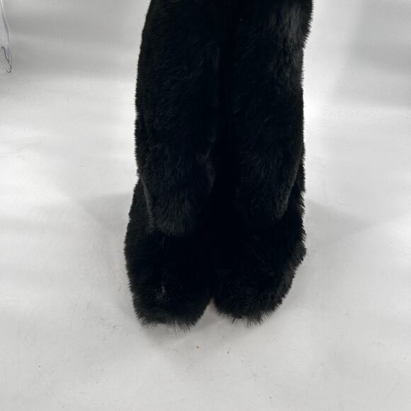 Jeffrey Campbell Fuzzie Boots 5.5 Black NWOT Faux Fur Tall Knee High Heel Glam - Picture 5 of 9